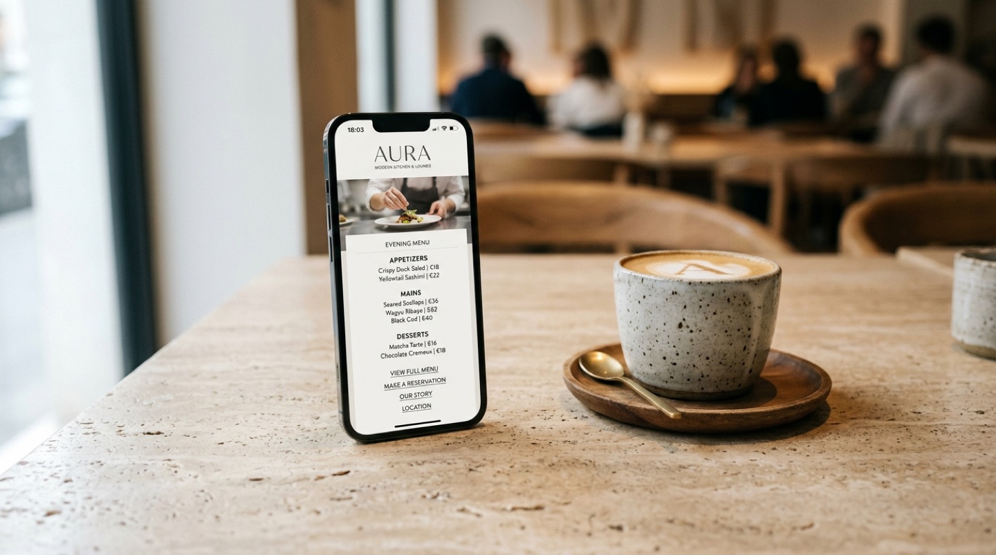 Cafetería de especialidad y menú interactivo