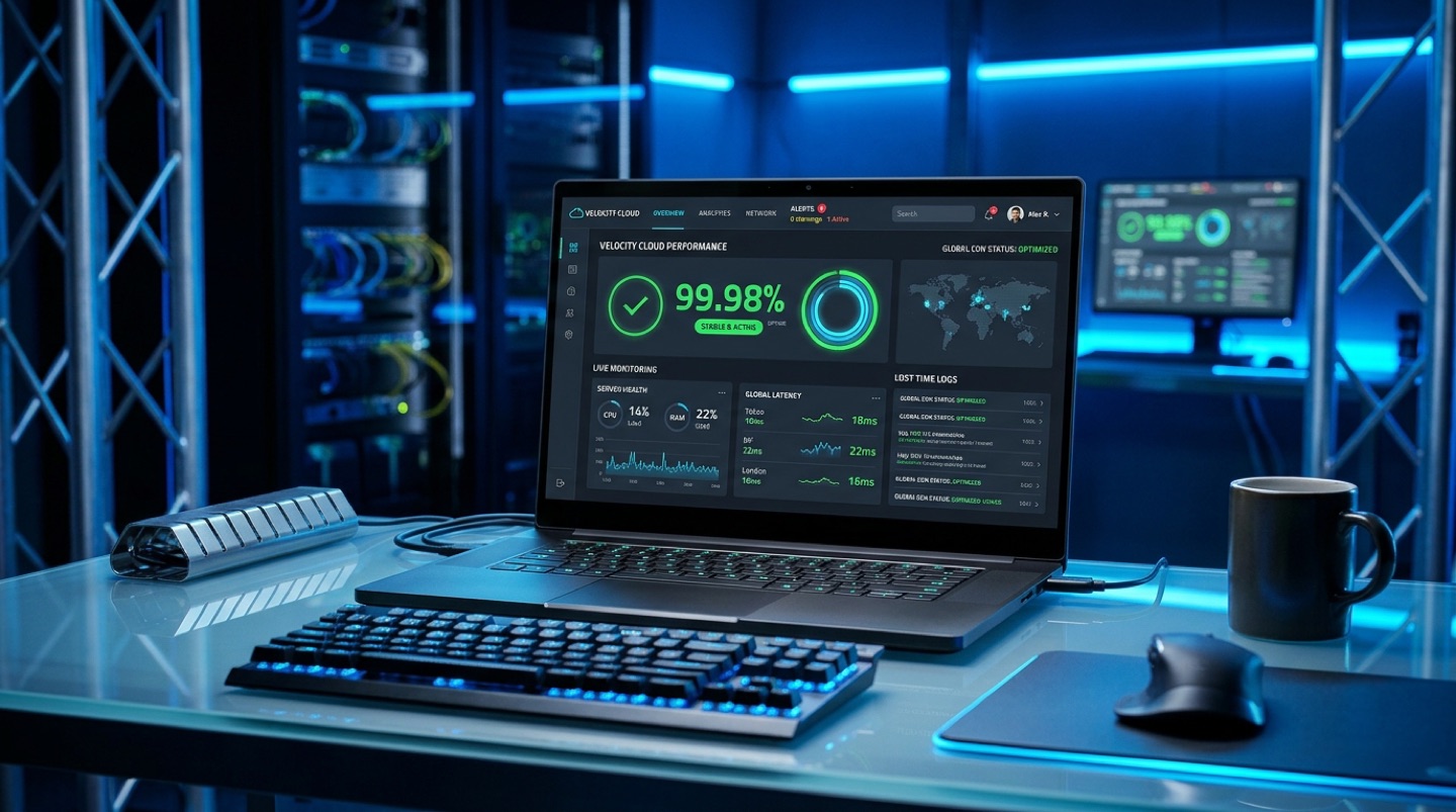 Monitor de rendimiento, infraestructura en la nube y disponibilidad 99.9% de servidor web